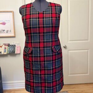 Red plaid Tabi shift dress